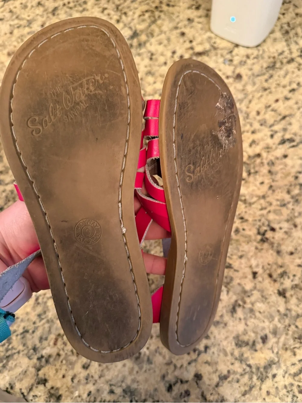 Red Strappy Leather saltwater Sandals size 3